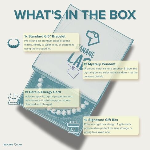 6mm Classic Real Natural Crystal Beaded Bracelet with Mystery Crystal Pendant (Multiple Wrist Sizes) | Standard Size Gemstone Handmade Stretchy Healing Energy Protection Yoga Jewelry Gift for Women Men in Kuwait