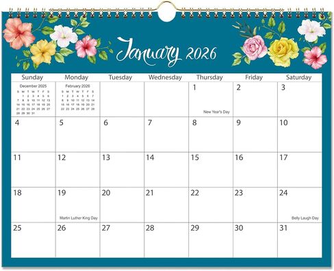 تقويم 2026 - تقويم حائط 2026-2027 يمتد من يناير 2026 إلى يونيو 2027، 8.5 بوصة × 11 بوصة، تقويم زهري للجدار أو المكتب، تصميم أنثوي للمكتب أو المنزل أو المدرسة in Kuwait