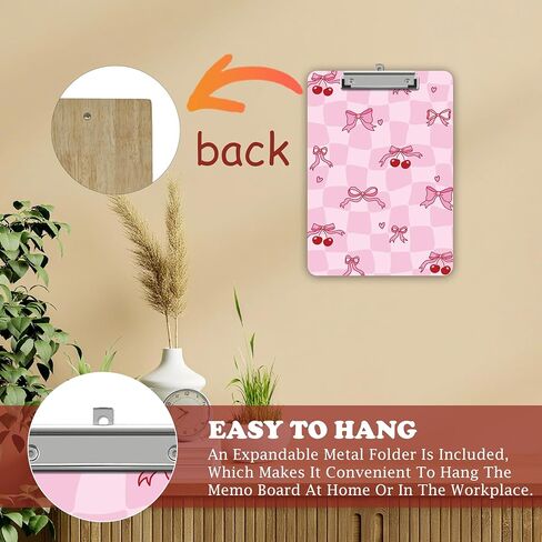Pink Bow Clipboard, Cherry Wooden Clipboard with Low Profile Metal Clip, Preppy Clip Boards Gifts for Doctors Nurses Teachers Students Women Kids, Office School Supplies 9 x 12.5 in -A26 in Saudi Arabia