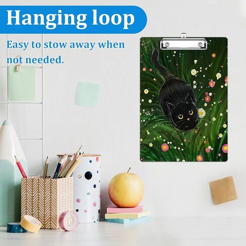 Black Cat Floral Clipboard Decorative Clip Board with Metal Clip A4 Standard Size 12.5" X 8.7" for Teacher Students Nurses Office in Saudi Arabia
