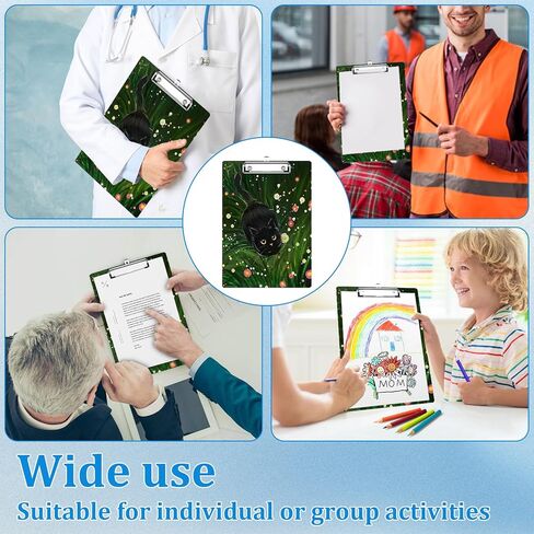 Black Cat Floral Clipboard Decorative Clip Board with Metal Clip A4 Standard Size 12.5" X 8.7" for Teacher Students Nurses Office in Saudi Arabia