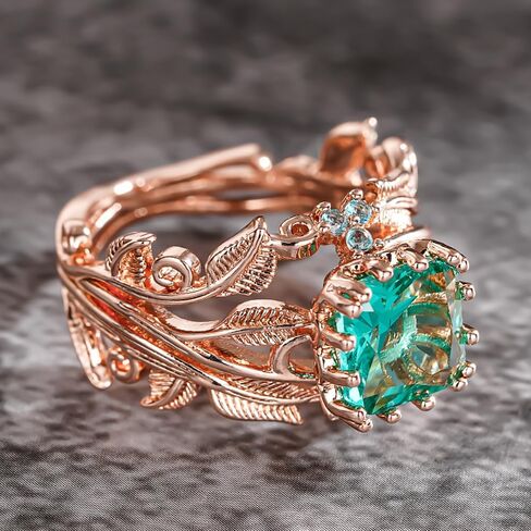 Rose Gold Color Leaf Shaped Engagement Rings for Women Bright Cubic Zirconia Wedding Band Jewelry in Saudi Arabia