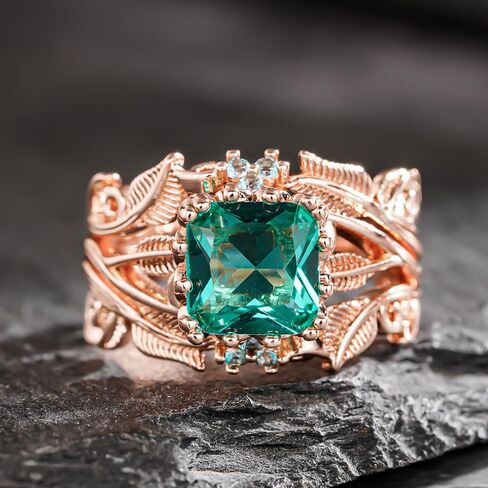 Rose Gold Color Leaf Shaped Engagement Rings for Women Bright Cubic Zirconia Wedding Band Jewelry in Saudi Arabia