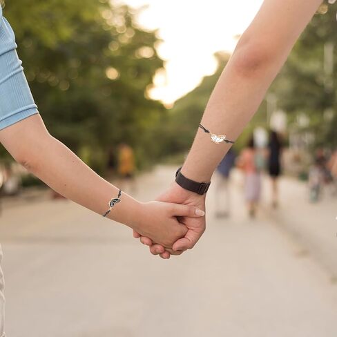 BFF Bracelets for 2, 2 Pcs Handmade Butterfly Matching Bracelets, Adjustable Friendship Bracelet Set for Best Friends, Women & Couples (Black & Gold) in Kuwait