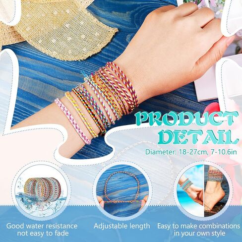 30 Pieces Friendship Bracelets Wave Handmade Woven Braided Bracelet Waterproof Rope Bracelet Surfer Adjustable Bohemian Wrist Cord for Women Men Jewelry Party Accessories (Stylish Style) in Saudi Arabia