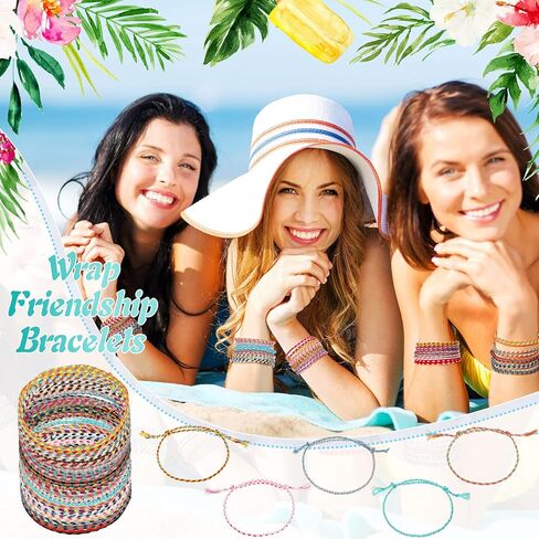 30 Pieces Friendship Bracelets Wave Handmade Woven Braided Bracelet Waterproof Rope Bracelet Surfer Adjustable Bohemian Wrist Cord for Women Men Jewelry Party Accessories (Stylish Style) in Saudi Arabia