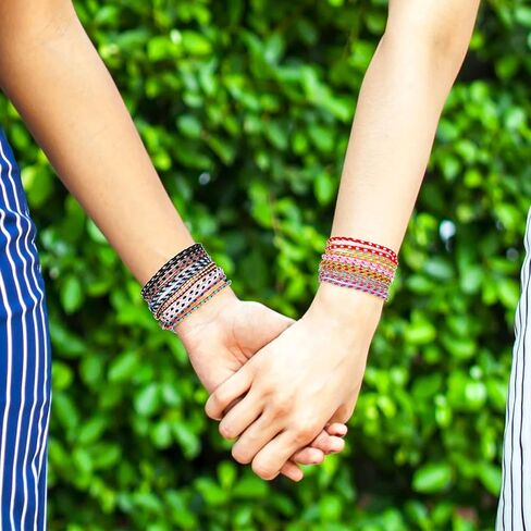 30 Pieces Friendship Bracelets Wave Handmade Woven Braided Bracelet Waterproof Rope Bracelet Surfer Adjustable Bohemian Wrist Cord for Women Men Jewelry Party Accessories (Stylish Style) in Saudi Arabia