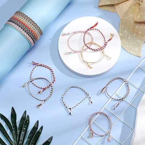 30 Pieces Friendship Bracelets Wave Handmade Woven Braided Bracelet Waterproof Rope Bracelet Surfer Adjustable Bohemian Wrist Cord for Women Men Jewelry Party Accessories (Stylish Style) in Saudi Arabia
