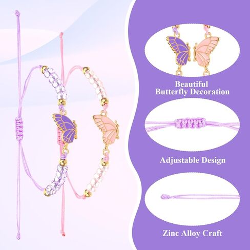 2Pcs BFF Best Friends Bracelets Matching Bracelets Friendship Matching Couple Bracelet Adjustable Strand Handmade Charm Friendship Bracelet Jewelry for Men Women Valentines Christmas Birthday in Saudi Arabia