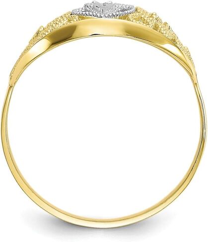 Sonia Jewels 10k Yellow & White Two Tone Gold Filigree Love Heart Ring (3 to 12 mm) in Saudi Arabia