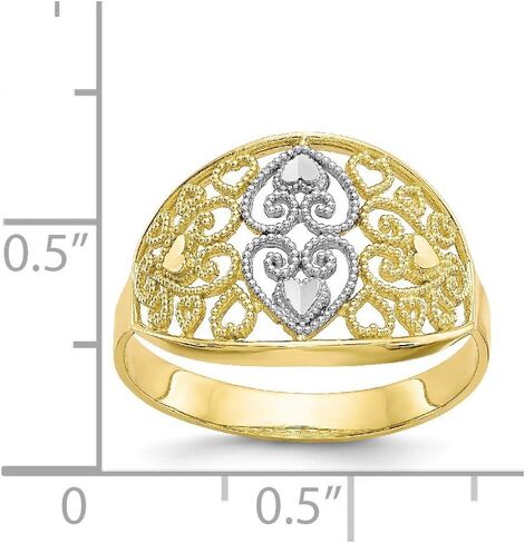 Sonia Jewels 10k Yellow & White Two Tone Gold Filigree Love Heart Ring (3 to 12 mm) in Saudi Arabia