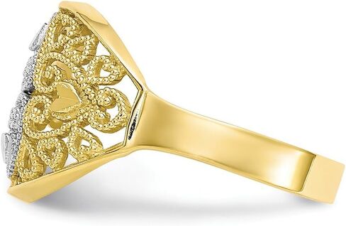 Sonia Jewels 10k Yellow & White Two Tone Gold Filigree Love Heart Ring (3 to 12 mm) in Saudi Arabia