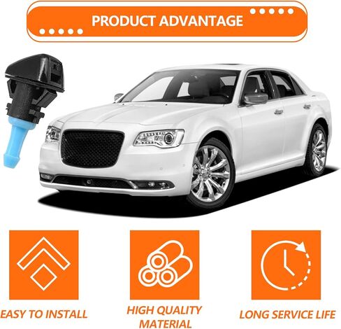 Front Windshield Wiper Washer Jet Nozzle Spray Sub Assembly, Compatible with Challenger 2008-2014, Chrysler 200 2011-2014, Avenger 2011-2014, Replace OE#68024312AB (2 pcs) in Saudi Arabia