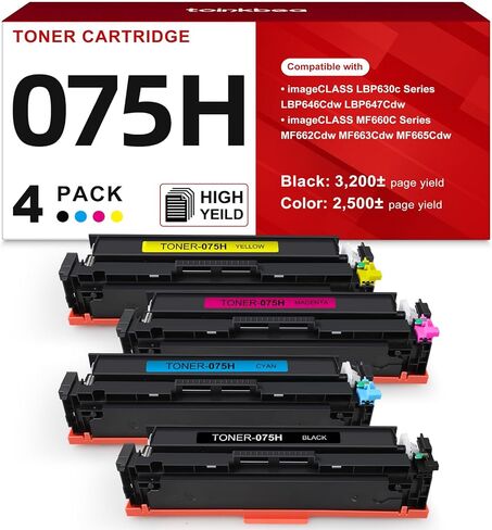 خرطوشة حبر عالية السعة 075H بديلة متوافقة لمجموعة خرطوشة الحبر Canon 075H 075 H للطابعة imageCLASS LBP646Cdw LBP647Cdw MF662Cdw MF663Cdw MF665Cdw LBP640C MF660C سلسلة 4 عبوات in Kuwait
