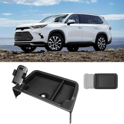 منظم لوحة القيادة BlBLOZ لسيارة Toyota Grand Highlander 2024 2025 2026 ملحقات وحدة التحكم المركزية لوحة القيادة خلف الشاشة صندوق تخزين صينية حامل الهاتف in Kuwait