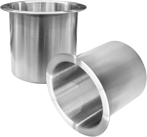 2PCS 3.3 Inch Stainless Steel Drop-in Cup Holder Insert - Silver Drink Holder for Poker Table, Sofa, Car, RV, Boat, Truck, Yacht, Bench, Dining Table & Marine Furniture in Saudi Arabia