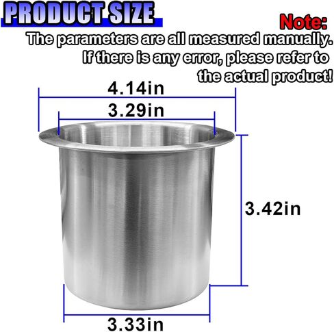 2PCS 3.3 Inch Stainless Steel Drop-in Cup Holder Insert - Silver Drink Holder for Poker Table, Sofa, Car, RV, Boat, Truck, Yacht, Bench, Dining Table & Marine Furniture in Saudi Arabia