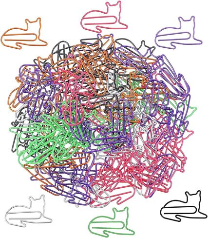 100PCS Cute Cat Paper Clips, Fun Shaped Paper Clips Office Supplies, Cat Paperclips Bookmarks Planner Clips Assorted Colors Fun Office Supplies Gifts for Women Men Coworkers Gifts in Saudi Arabia