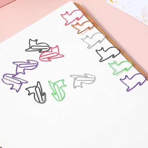 100PCS Cute Cat Paper Clips, Fun Shaped Paper Clips Office Supplies, Cat Paperclips Bookmarks Planner Clips Assorted Colors Fun Office Supplies Gifts for Women Men Coworkers Gifts in Saudi Arabia