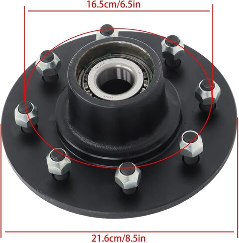 8 on 6.5 Inch Bolt Circle 9/16 Inch Trailer Hub for #42 Spindle 7000Lb Axles with Bearings Seals in Saudi Arabia