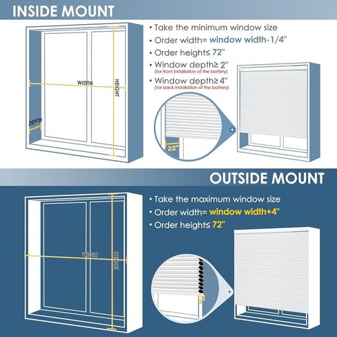 ظلال خلوية بمحرك مع جهاز تحكم عن بعد، ستائر كهربائية ذكية معتمة (لوحة شمسية مجانية) مع ستائر لاسلكية على شكل قرص العسل، مع Alexa Google، أبيض، 36 بوصة × 64 بوصة in Kuwait