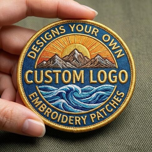 Custom Embroidered Logo Patches, Make Iron On Patch Embroidery, Create Your Own Logo Hook and Loop Patch for Hat, Uniform, Jacket with Text/Name Patches Iron On in Saudi Arabia