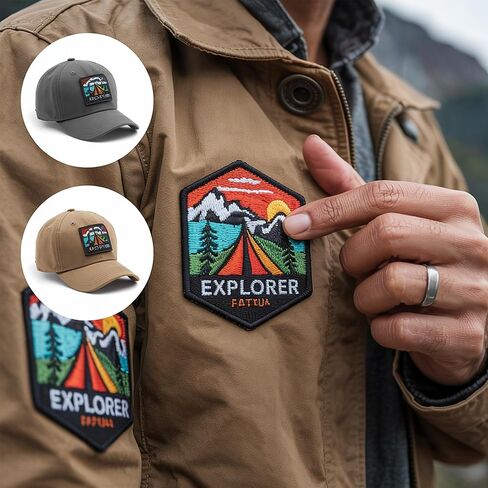 Custom Embroidered Logo Patches, Make Iron On Patch Embroidery, Create Your Own Logo Hook and Loop Patch for Hat, Uniform, Jacket with Text/Name Patches Iron On in Saudi Arabia