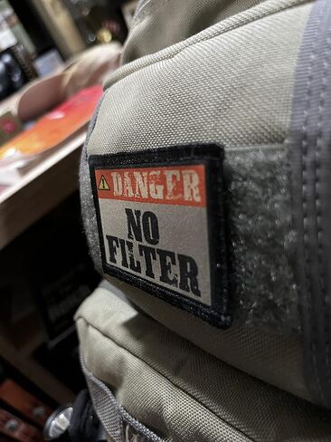 Redheaded Tshirts - Danger No Filter Morale Patch. Hook and Loop Patch. Made in The USA in Saudi Arabia