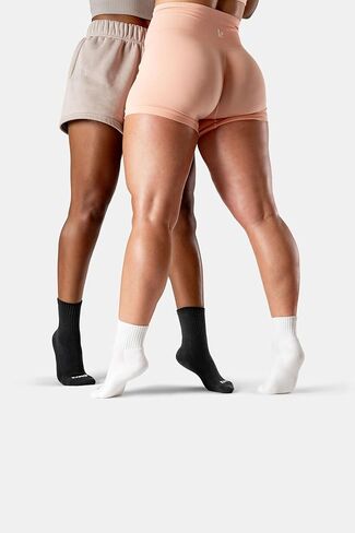 Kamo Fitness The Daily 2 x 4-Pack - جوارب للكاحل للنساء، جوارب رياضية نصف دائرية، قطن مناسب لمنتصف الساق مع نعل مبطن ومقدمة بدون خياطة مقاس 5-9 in Kuwait