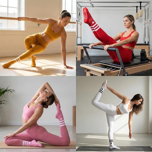 Non Slip Pilates Socks for Women – Crew Grip Socks for Yoga, Barre & Studio Workouts in Saudi Arabia