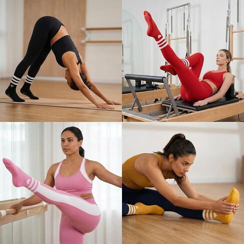 Non Slip Pilates Socks for Women – Crew Grip Socks for Yoga, Barre & Studio Workouts in Saudi Arabia