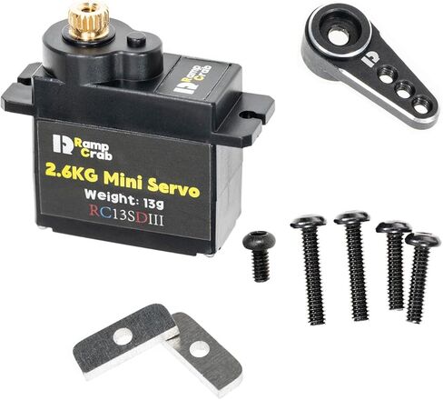RampCrab Micro Servo with Servo Horn for FCX24, RC Car Model Parts, Upgrade Parts for Crwaler 1/24 Scale FCX24 Power Wagon Butcher & Max Smasher Big Foot Monster Truck, K5 (Black) in Kuwait