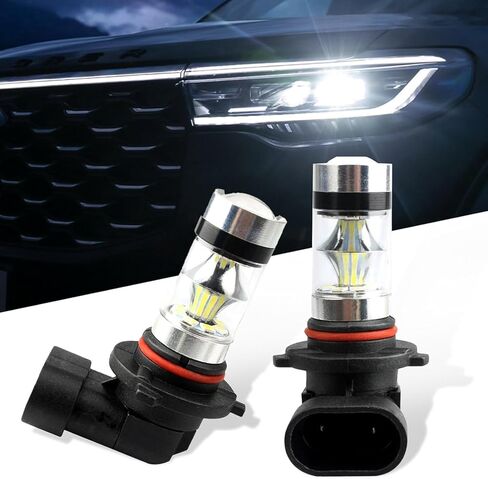 QODOLSI 2 PCS 9005/9006 LED Car Fog Light Bulb, Daytime Running lights, 6500K Front Light, 12V 100W Low Beam Lights, Universal for Most Vehicles (White Light) in Kuwait