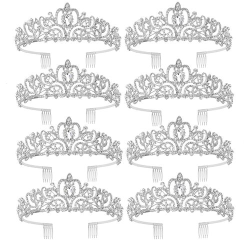 CIEHER 8 PCS Silver Crowns for Women, Crystal Queen Headpieces with Comb Princess Tiaras for Prom Birthday Party Halloween Costume in Saudi Arabia