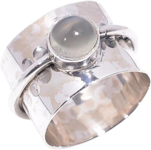 Natural Gray Moonstone Ring | Gemstone Ring | 925 Sterling Silver Ring | Handcrafted Ring | Dainty Ring | Elegant Ring| Unisex Minimalist Ring in Saudi Arabia