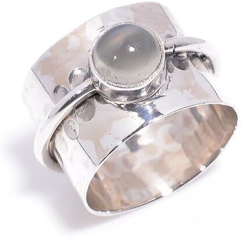 Natural Gray Moonstone Ring | Gemstone Ring | 925 Sterling Silver Ring | Handcrafted Ring | Dainty Ring | Elegant Ring| Unisex Minimalist Ring in Saudi Arabia