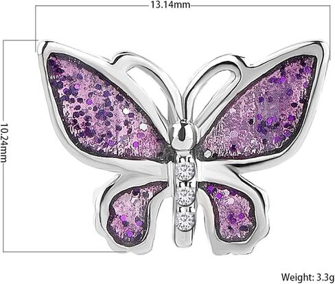 Purple Butterfly Charm for Pandora Bracelets Necklace Pendant Dangle Beads Butterfly Charm for Women Birthday Jewelry Gifts in Saudi Arabia