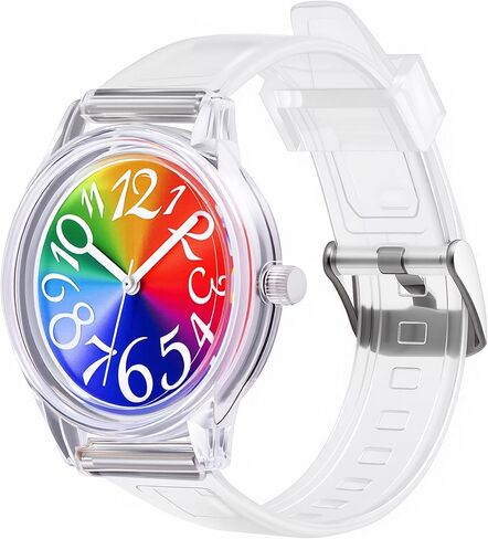 Bumotse Waterproof Digital Analog Watch for Women with Rainbow Cat-Eye Dial, 36mm Ultra-Lightweight Sport Wristwatch, 3ATM Water Resistant & Easy-Read Numbers for Casual Daily Wear in Saudi Arabia