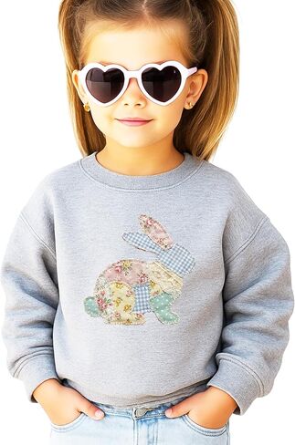 Olive Loves Apple Ink Printed Image NOT a Quilt Patch - Easter Floral Bunny Faux Patchwork Sweatshirt in Saudi Arabia