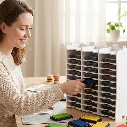 Ink Pad Holder - Stamping Pad Organizer Design for Stampin Up Wall Mount Painting Tray Rack for Crafts-Supply - 36 Slots in Saudi Arabia