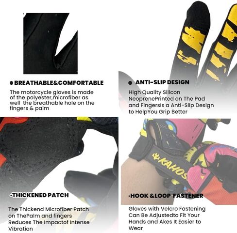 Ghost-Eye Graffiti Full Finger Breathable Motorcycle Glove Motocross Motorbike & ATV Off Road Racing Sports Cycling Gloves for Men & Women in Saudi Arabia