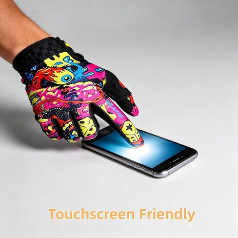 Ghost-Eye Graffiti Full Finger Breathable Motorcycle Glove Motocross Motorbike & ATV Off Road Racing Sports Cycling Gloves for Men & Women in Saudi Arabia