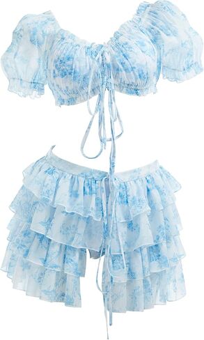 Womens Bikini Set 40's Retro Vintage Elegant Floral Bikini Swimsuit with Cover-up and Skirt in Saudi Arabia