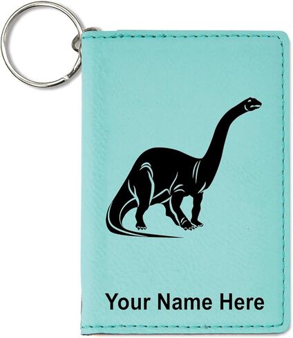 LaserGram ID Holder Wallet, Brontosaurus Dinosaur, Personalized Engraving Included (Teal) in Saudi Arabia