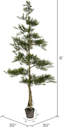 Vickerman 6' Artificial Potted Cedar Tree - Decorative Tree - Home or Office Decor - Realistic Faux Cedar Tree - Artificial Greenery for Indoors - Stunning Accent - Beautiful Addition in Saudi Arabia