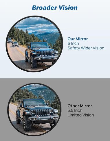 JOYTUTUS Doors Off Mirrors Compatible with 2018-2026 Wrangler JL & 2020-2026 Gladiator JT, Door Hinge Side 6 Inch Mirror, Broad vision No Vibrate & Wobble in Saudi Arabia