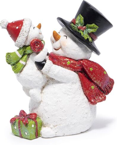 Hodao Christmas Snowman Figurine with Red Scarf Joyful Holding Small Snowman Decorations, Cozy Festival Home Decor for Fireplace, Tabletop, and Living Room (Grey) in Saudi Arabia