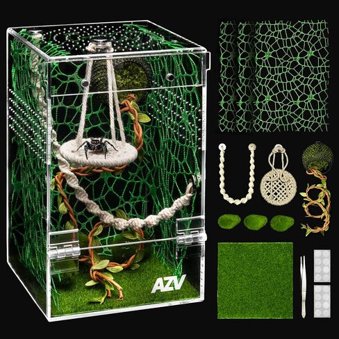 الزواحف PC Terrarium البرمائية السلاحف خزان كاتب عدة الموئل قفص 9.4x19.2x7.8 بوصة لتربية السحالي والسلاحف والثعابين والحرباء والعناكب القفز in Saudi Arabia