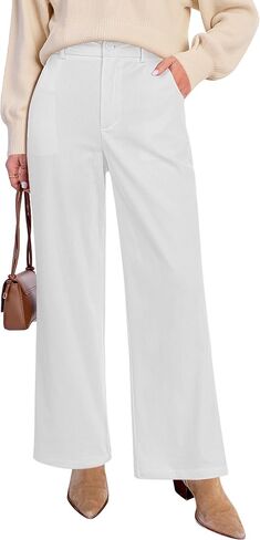 GRAPENT Corduroy Wide Leg Pants Woman High Waisted Fall Business Casual Elastic Waist Loose Trendy Trousers with Pockets in Kuwait