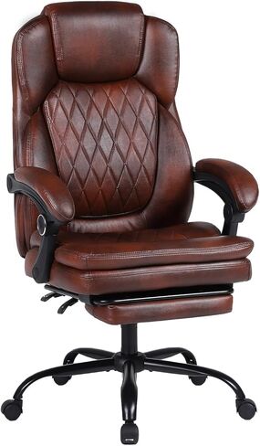 Executive Office Chair, Ergonomic Big and Tall PU Leather Desk Chair with Retractable Footrest, High Back Comfy Heavy Duty Computer Chair Adjustable Height in Saudi Arabia